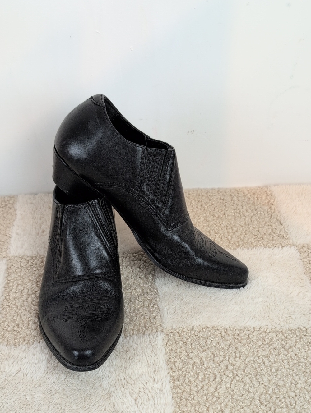 Durango Black Leather Slip-On Women’s Western Ankle Boots